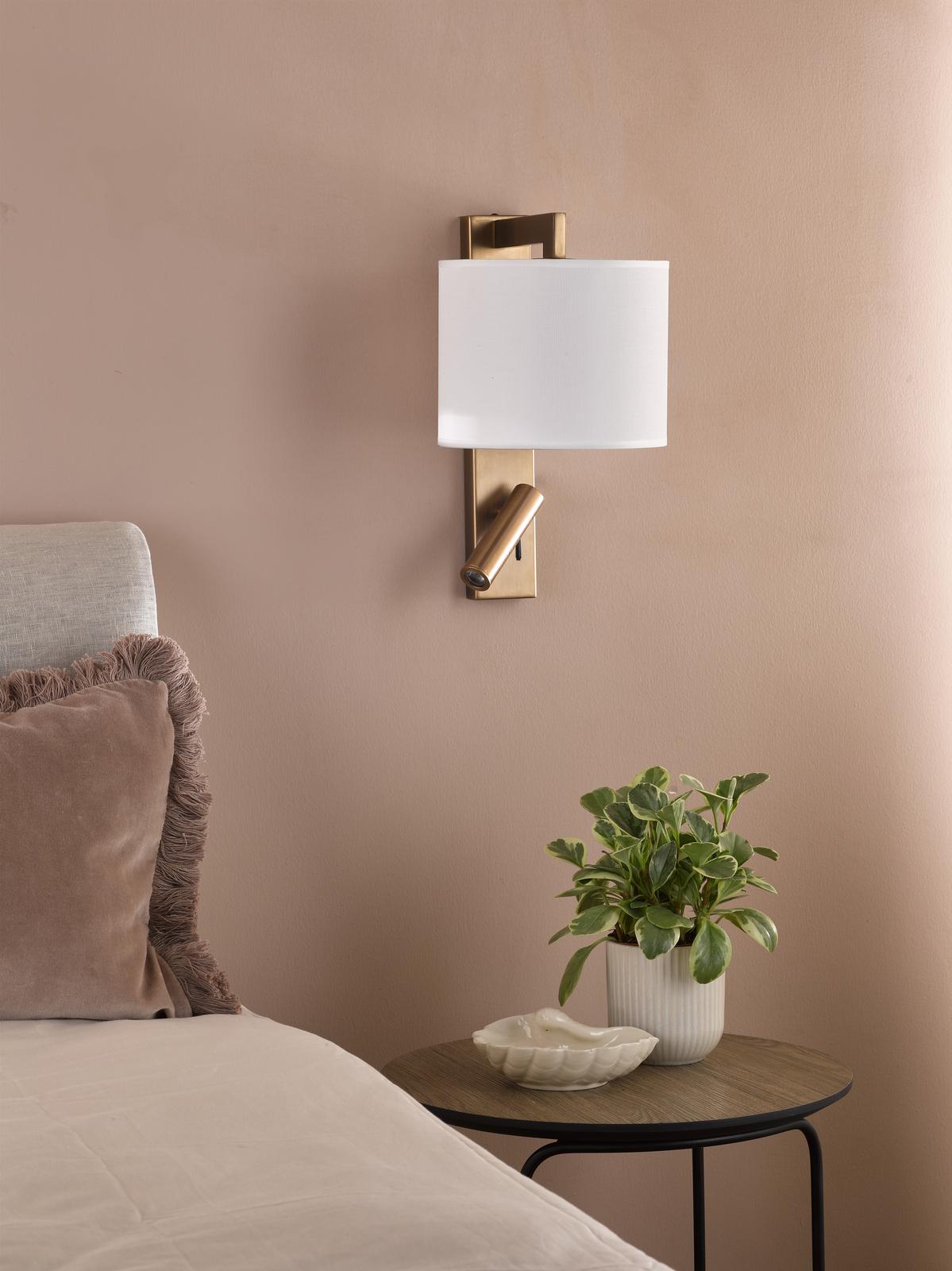 Dar Itala Wall Light Antique Bronze With Shade LED