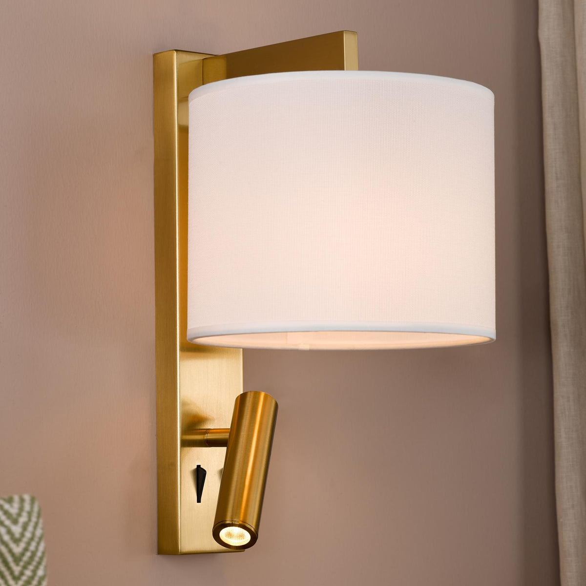 Dar Itala Wall Light Antique Bronze With Shade LED