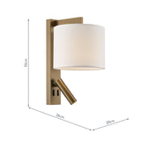 Dar Itala Wall Light Antique Bronze With Shade LED