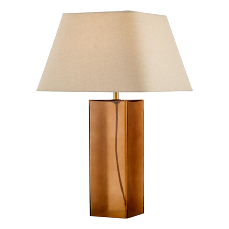 Dar Izar Table Lamp Brown Glass and Antique Brass With Shade