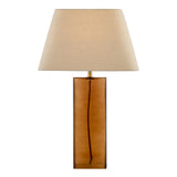Dar Izar Table Lamp Brown Glass and Antique Brass With Shade