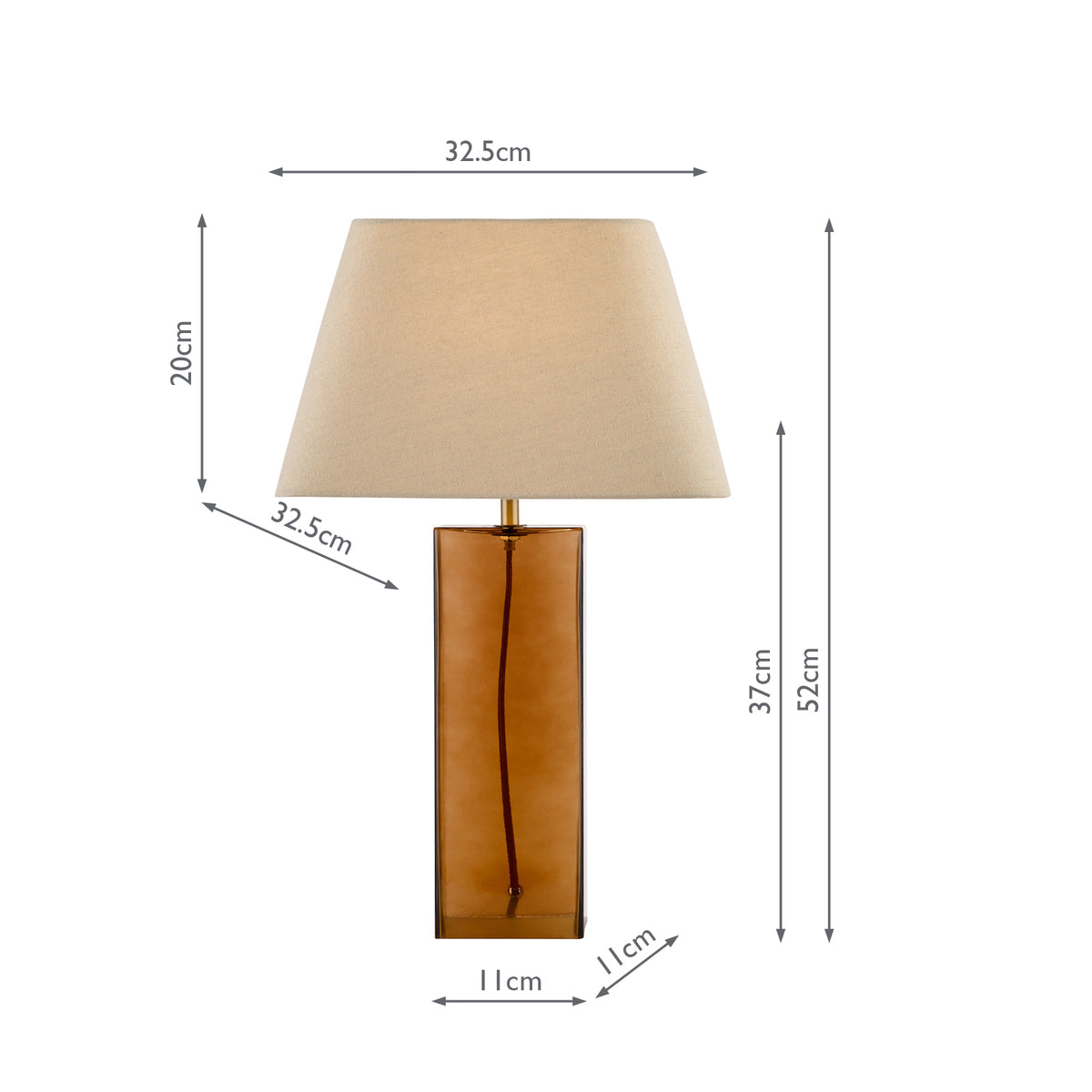 Dar Izar Table Lamp Brown Glass and Antique Brass With Shade