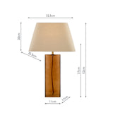 Dar Izar Table Lamp Brown Glass and Antique Brass With Shade