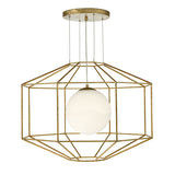 Dar Izmir Hexagonal Old Gold Frame Chandelier Pendant Opal Glass –  from Amos Lighting + Home