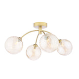 Dar Izzy 4 Light Semi-Flush Matt Gold With Twisted Amber Glass