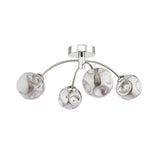 Dar Izzy 4 Light Semi Flush Polished Chrome With Closed Organic Smoked Glass