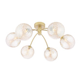 Dar Izzy 6 Light Semi-Flush Matt Gold With Twisted Amber Glass