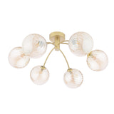 Dar Izzy 6 Light Semi-Flush Matt Gold With Twisted Amber Glass