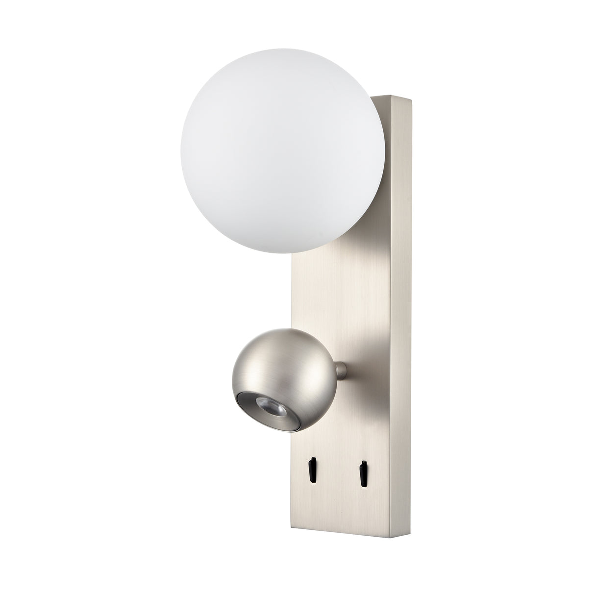Franklite Iris Wall Light with Opal Glass Sphere Satin Nickel