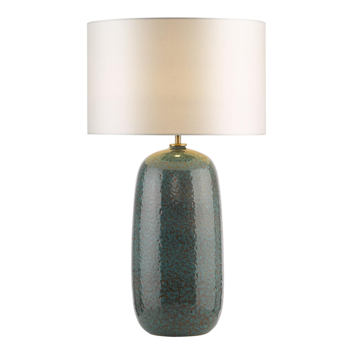 Dar Jadis Table Lamp Blue Ceramic With Ivory Drum Shade