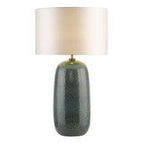 Dar Jadis Table Lamp Blue Ceramic With Ivory Drum Shade
