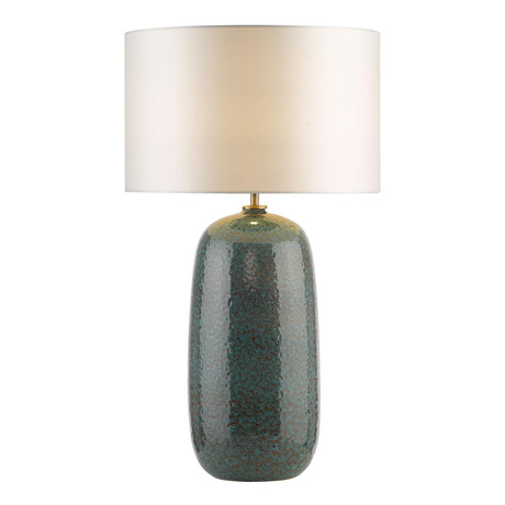 Dar Jadis Table Lamp Blue Ceramic With Ivory Drum Shade