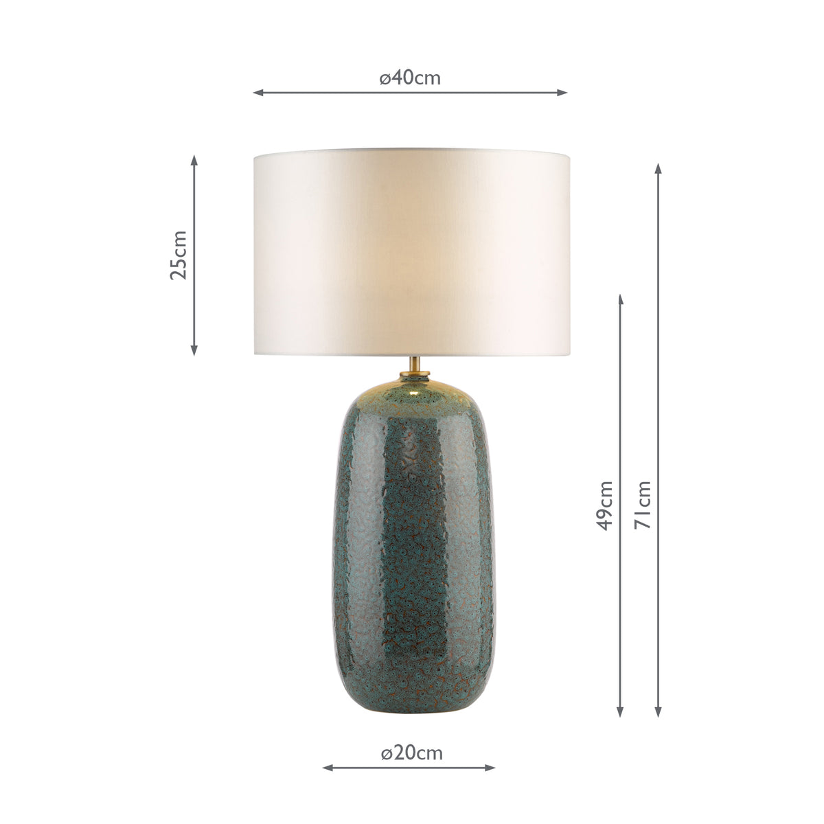 Dar Jadis Table Lamp Blue Ceramic With Ivory Drum Shade