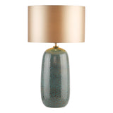 Dar Jadis Table Lamp Blue Ceramic With Taupe Drum Shade