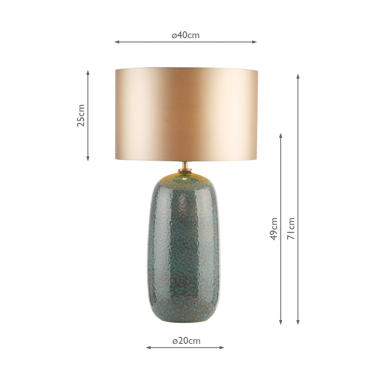 Dar Jadis Table Lamp Blue Ceramic With Taupe Drum Shade
