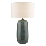 Dar Jadis Table Lamp Blue Ceramic With Ivory Linen Shade