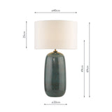Dar Jadis Table Lamp Blue Ceramic With Ivory Linen Shade