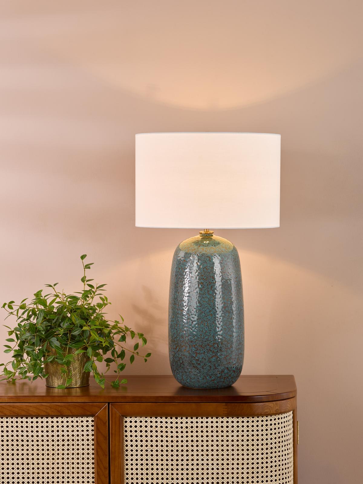 Dar Jadis Table Lamp Blue Ceramic and Antique Brass Base Only