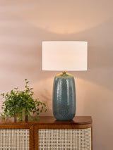 Dar Jadis Table Lamp Blue Ceramic and Antique Brass Base Only