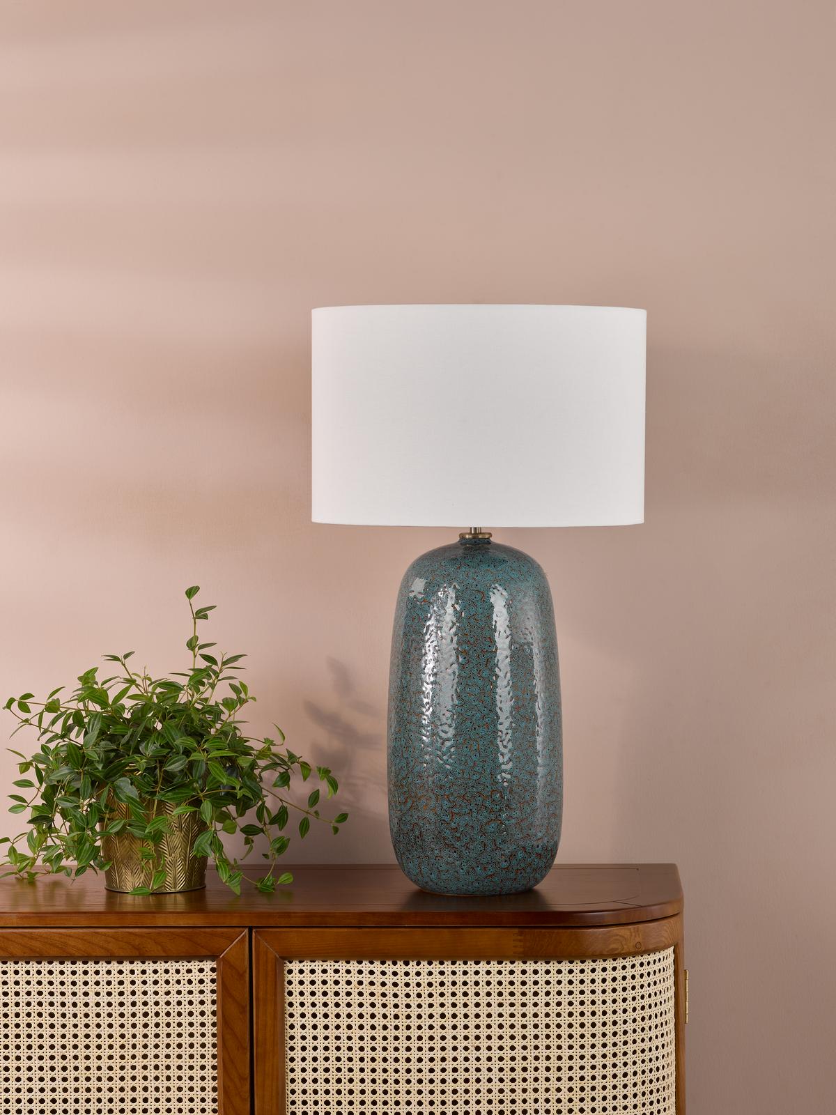 Dar Jadis Table Lamp Blue Ceramic and Antique Brass Base Only