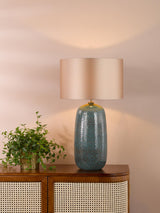 Dar Jadis Table Lamp Blue Ceramic and Antique Brass Base Only