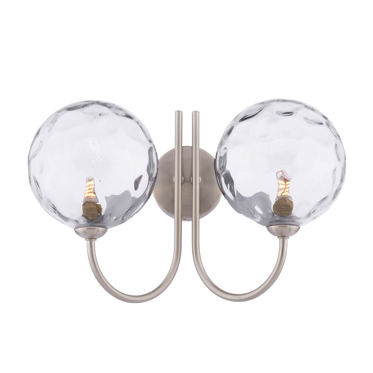 Dar Jared 2 Light Wall Light Satin Nickel & Dimpled Clear Glass –  from Amos Lighting + Home