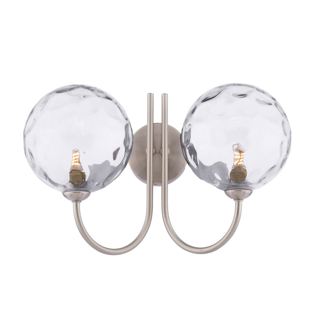 Dar Jared 2 Light Wall Light Satin Nickel & Dimpled Clear Glass –  from Amos Lighting + Home