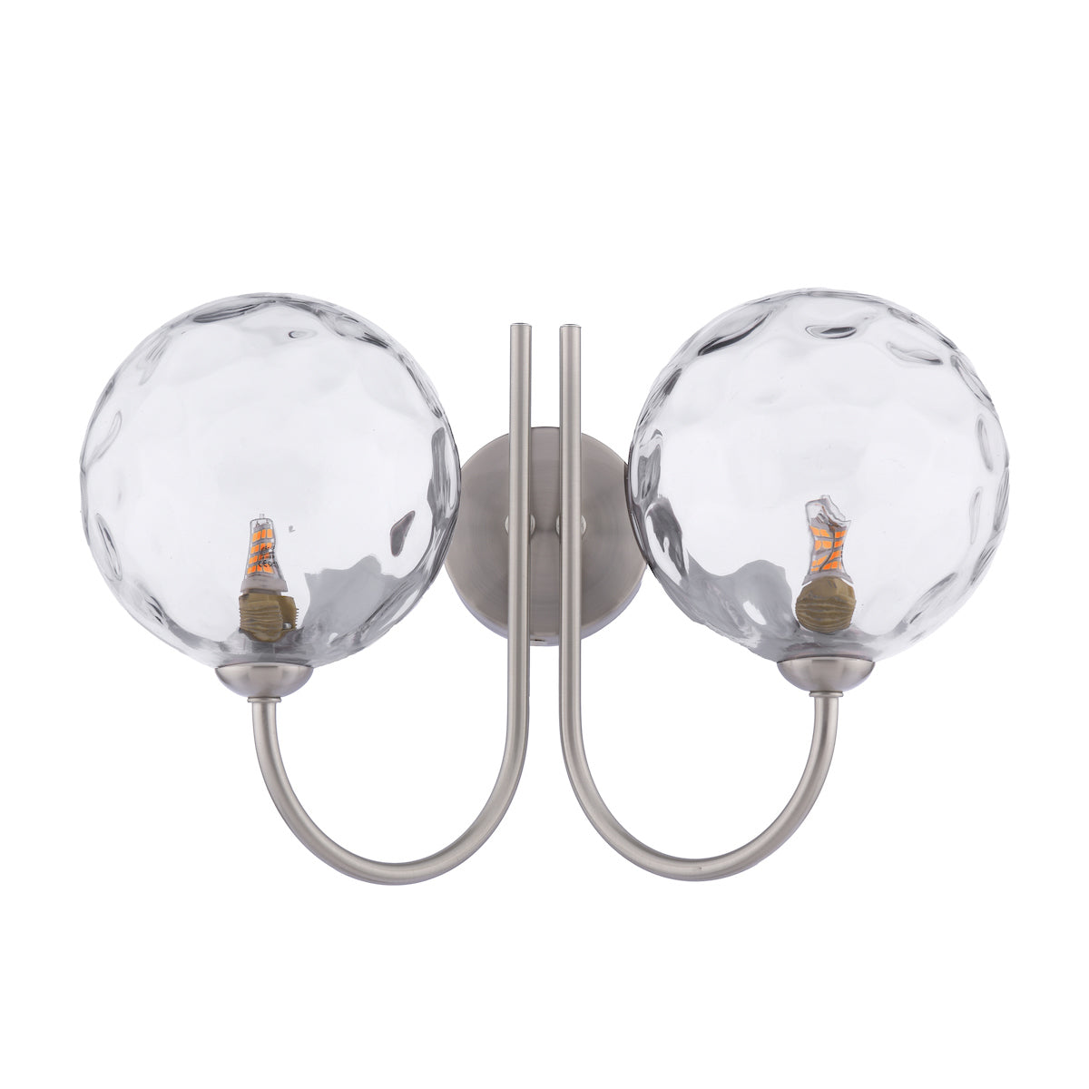 Dar Jared 2 Light Wall Light Satin Nickel & Dimpled Clear Glass –  from Amos Lighting + Home