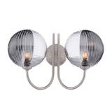 Dar Jared 2 Light Wall Light Satin Nickel & Smoked/Clear Ribbed Glass –  from Amos Lighting + Home