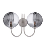 Dar Jared 2 Light Wall Light Satin Nickel & Smoked/Clear Ribbed Glass –  from Amos Lighting + Home