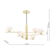 Dar Jasper 6 Light Pendant Satin Gold and Opal Glass –  from Amos Lighting + Home