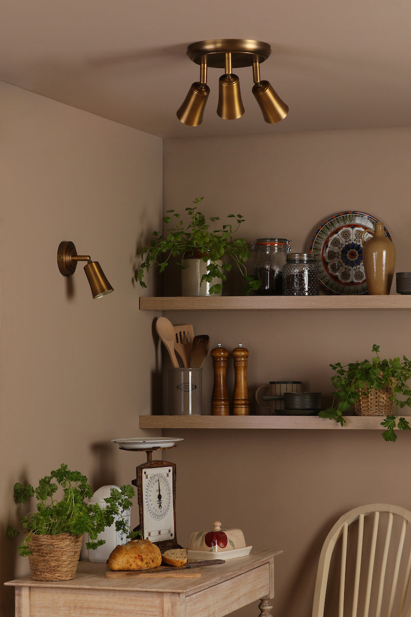 Dar Jedrek 3 Light Single Spotlight Aged Brass