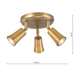 Dar Jedrek 3 Light Single Spotlight Aged Brass