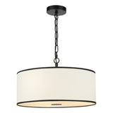 Dar Jemima 3 Light Pendant White and Matt Black With Shade