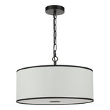 Dar Jemima 3 Light Pendant White and Matt Black With Shade