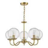 Dar Jocelyn 5 Light Armed Pendant Natural Brass and Glass