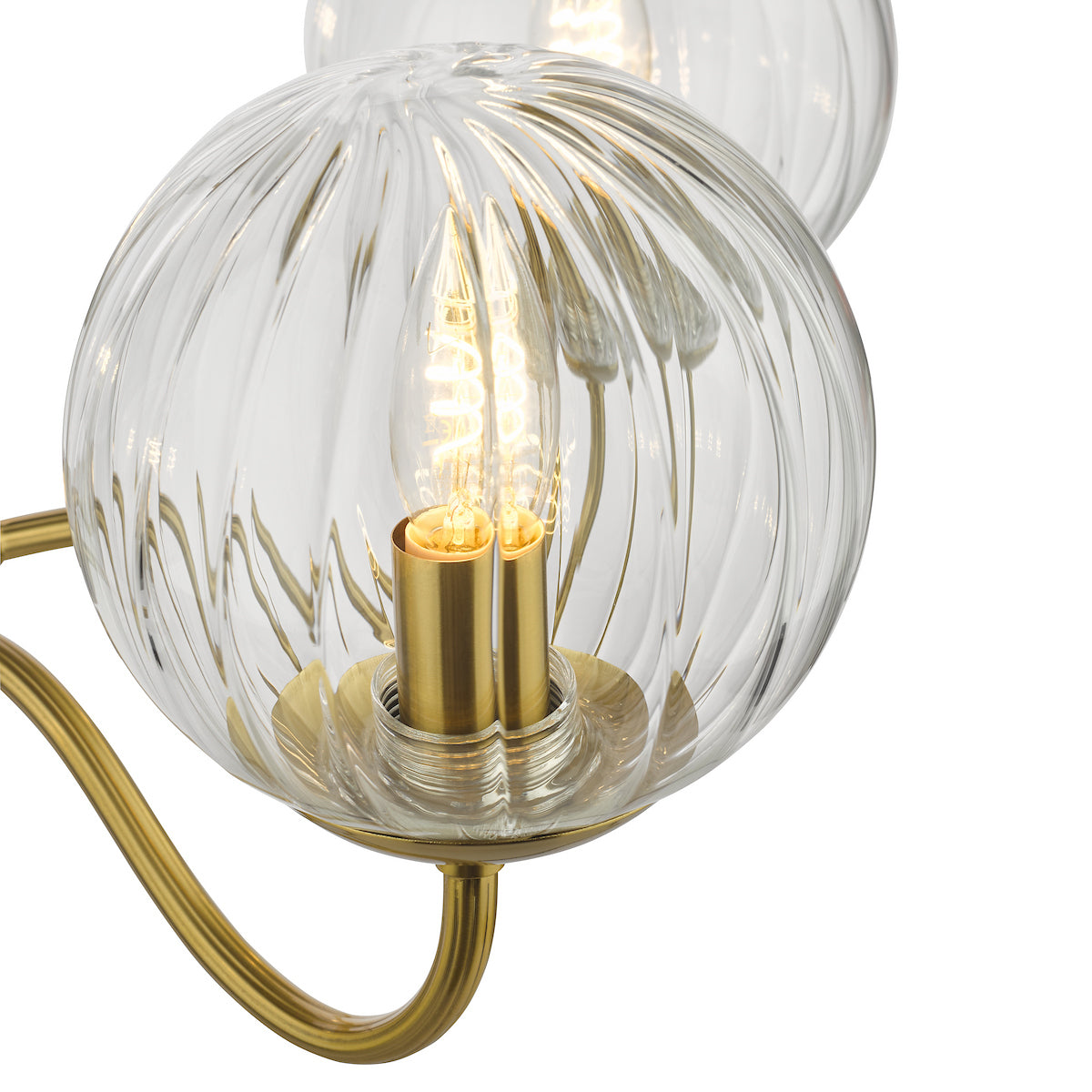 Dar Jocelyn 5 Light Armed Pendant Natural Brass and Glass