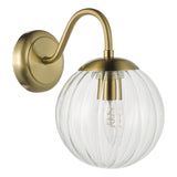 Dar Jocelyn Wall Light Natural Brass and Glass