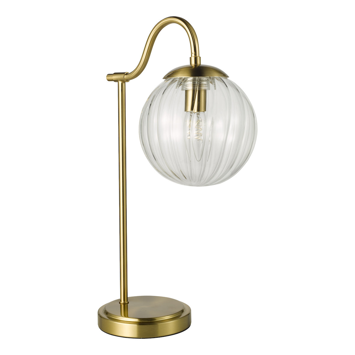 Dar Jocelyn Table Lamp Natural Brass and Glass