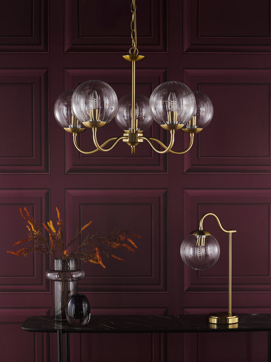 Dar Jocelyn Table Lamp Natural Brass and Glass