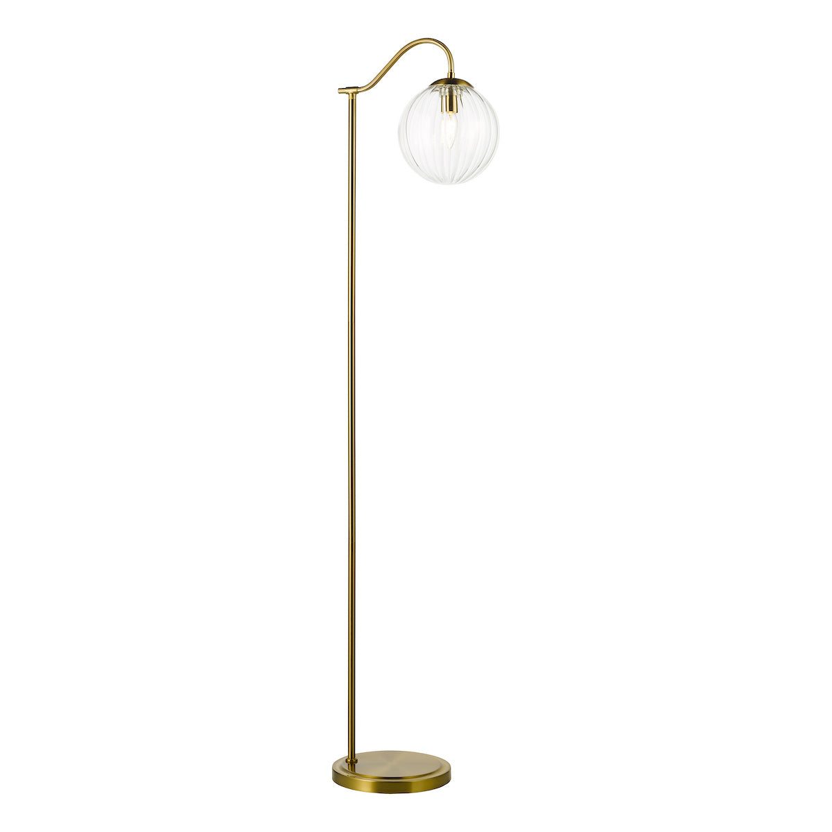 Dar Jocelyn Floor Lamp Natural Brass and Glass
