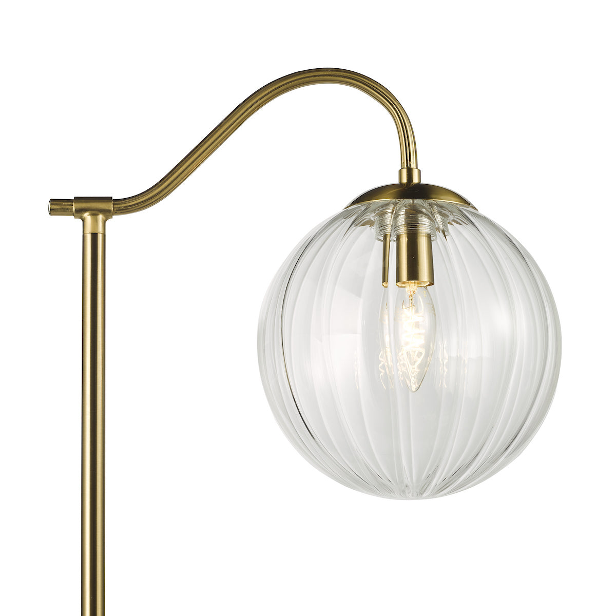 Dar Jocelyn Floor Lamp Natural Brass and Glass