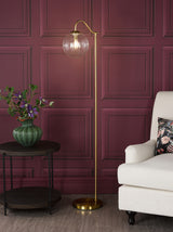 Dar Jocelyn Floor Lamp Natural Brass and Glass