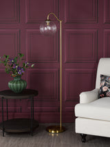 Dar Jocelyn Floor Lamp Natural Brass and Glass