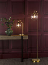 Dar Jocelyn Floor Lamp Natural Brass and Glass