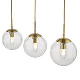 Dar Jocelyn 3 Light Bar Pendant Natural Brass and Glass