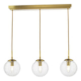 Dar Jocelyn 3 Light Bar Pendant Natural Brass and Glass