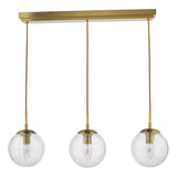 Dar Jocelyn 3 Light Bar Pendant Natural Brass and Glass