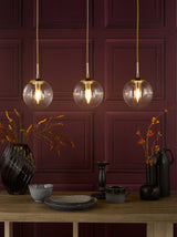 Dar Jocelyn 3 Light Bar Pendant Natural Brass and Glass