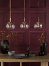 Dar Jocelyn 3 Light Bar Pendant Natural Brass and Glass